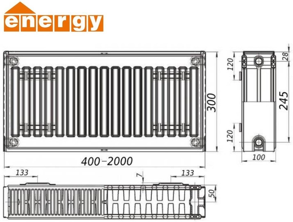 Радіатор ENERGY тип 22 300x1000 - Радіатори - Інтернет-магазин Газовик
