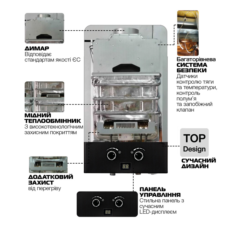 Колонка газова MIXXUS GWH-0210 BASIC BLACK димохідна 10 л/хв (колір чорний) (WH0023) в інтернет-магазині Газовик Колонка газова MIXXUS GWH-0210 BASIC BLACK димохідна 10 л/хв (колір чорний) (WH0023) - Колонки газові - Інтернет-магазин Газовик